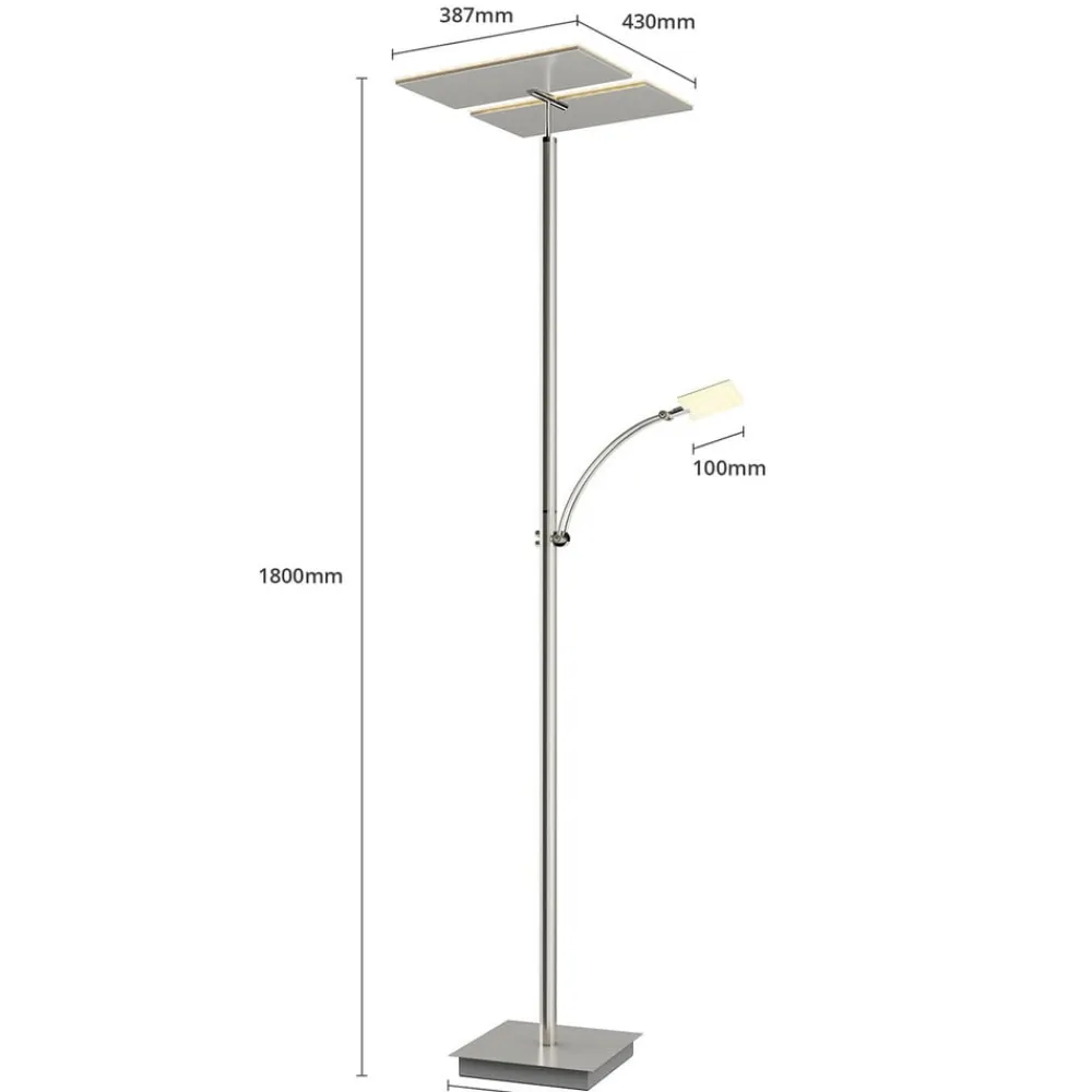 Lucande Gulvlamper|Gulvlamper>LED-gulvlampe Parthena, nikkel, metal, 180 cm
