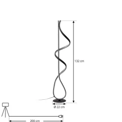 Lucande LED-gulvlampe Rodado, sort, 132 cm, aluminium