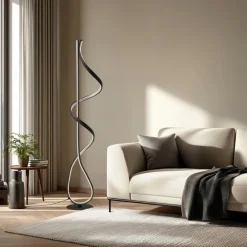 Lucande LED-gulvlampe Rodado, sort, 132 cm, aluminium