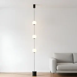 Lucande LED-gulvlampe Sphere, sort/opal, glas, dæmpbar