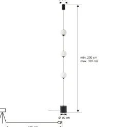 Lucande LED-gulvlampe Sphere, sort/opal, glas, dæmpbar