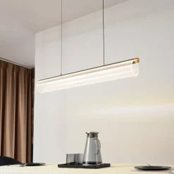 Lucande Pendellamper>LED-hængelampe Alania, transparent, metal, 86,5 cm