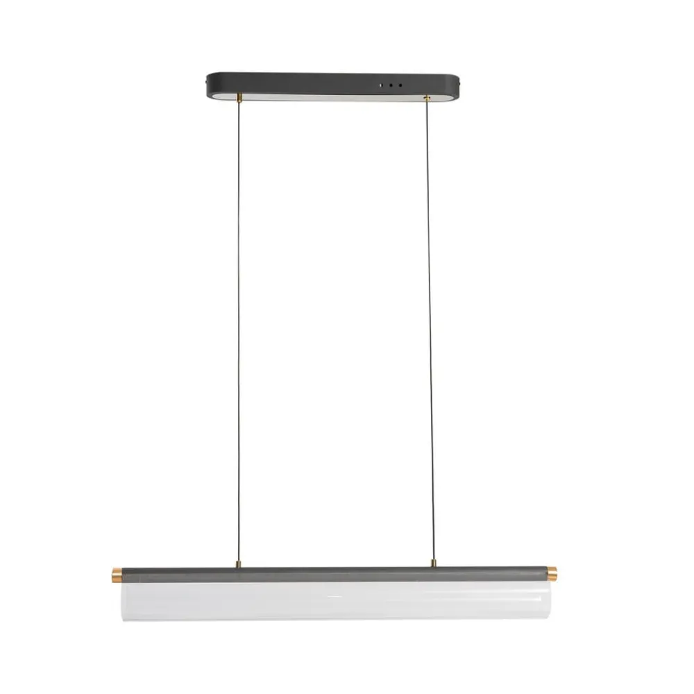 Lucande Pendellamper>LED-hængelampe Alania, transparent, metal, 86,5 cm