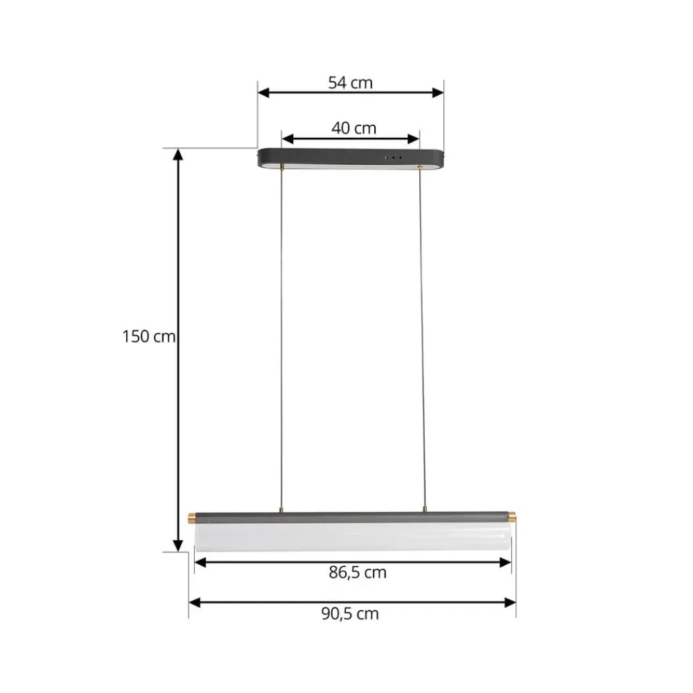 Lucande Pendellamper>LED-hængelampe Alania, transparent, metal, 86,5 cm
