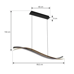 LED-hængelampe Alevia, sort/guld, CCT^Lucande Best