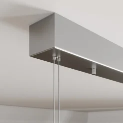 Lucande LED-hængelampe Arnik, 120 cm, nikkelfarvet, dæmpbar