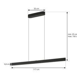LED-hængelampe Arvon, sort, 117 cm, dæmpbar, CCT^Lucande Sale
