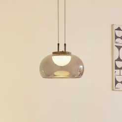 Lucande LED-hængelampe Dain, 1 lyskilde, røggrå, glas
