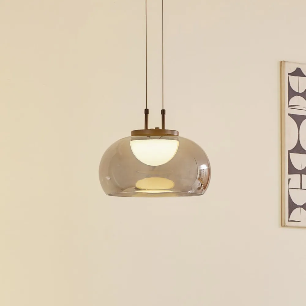 Lucande LED-hængelampe Dain, 1 lyskilde, røggrå, glas