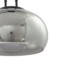 Lucande LED-hængelampe Dain, 1 lyskilde, røggrå, glas