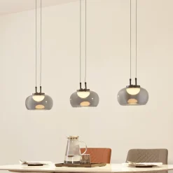 LED-hængelampe Dain, 3 lyskilder, røggrå, glas^Lucande Discount