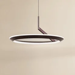 LED-hængelampe Eldra, kaffebrun, Ø 55 cm, CCT^Lucande New