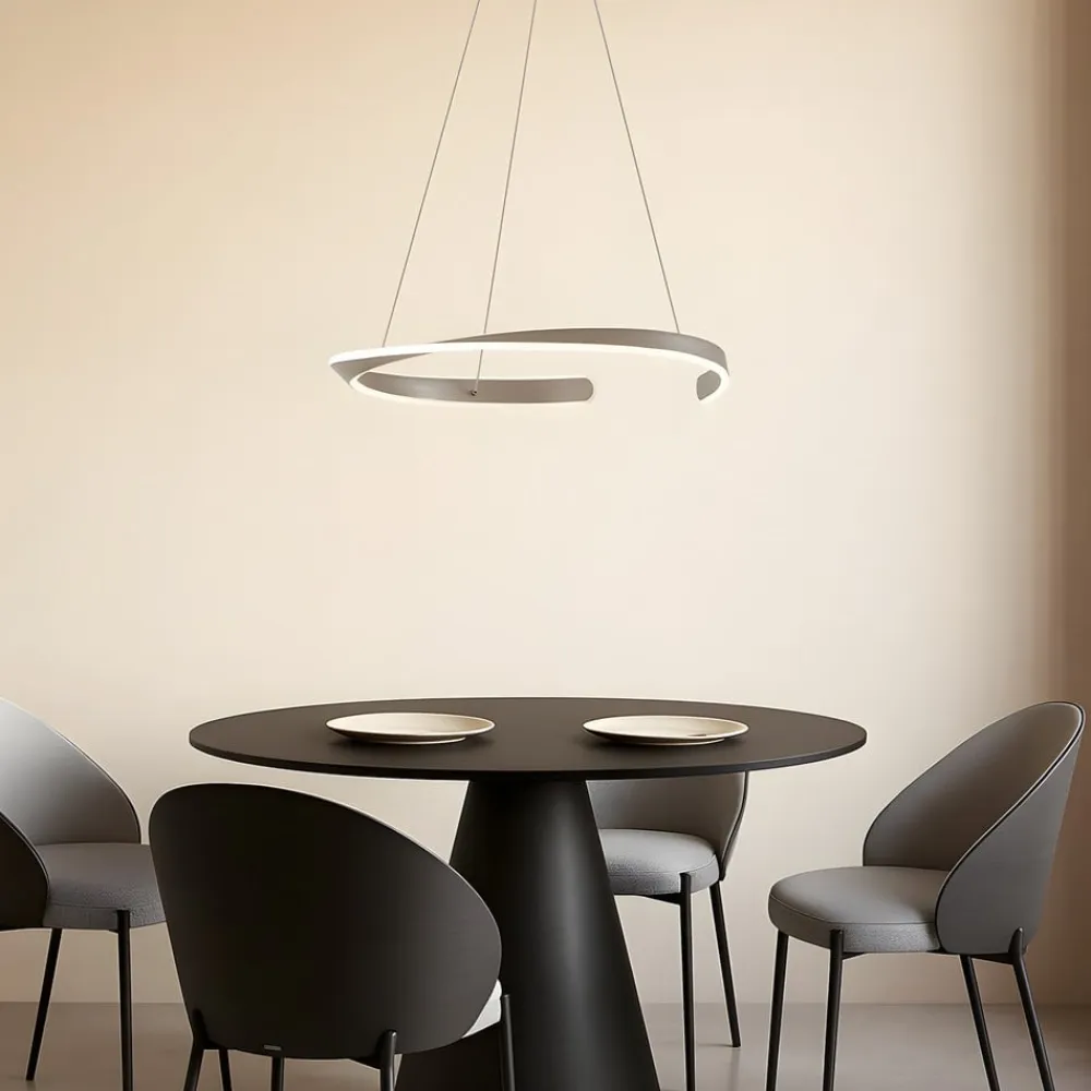 Lucande Pendellamper|Pendellamper>LED-hængelampe Eloura, sølv, Ø58cm, metal, CCT