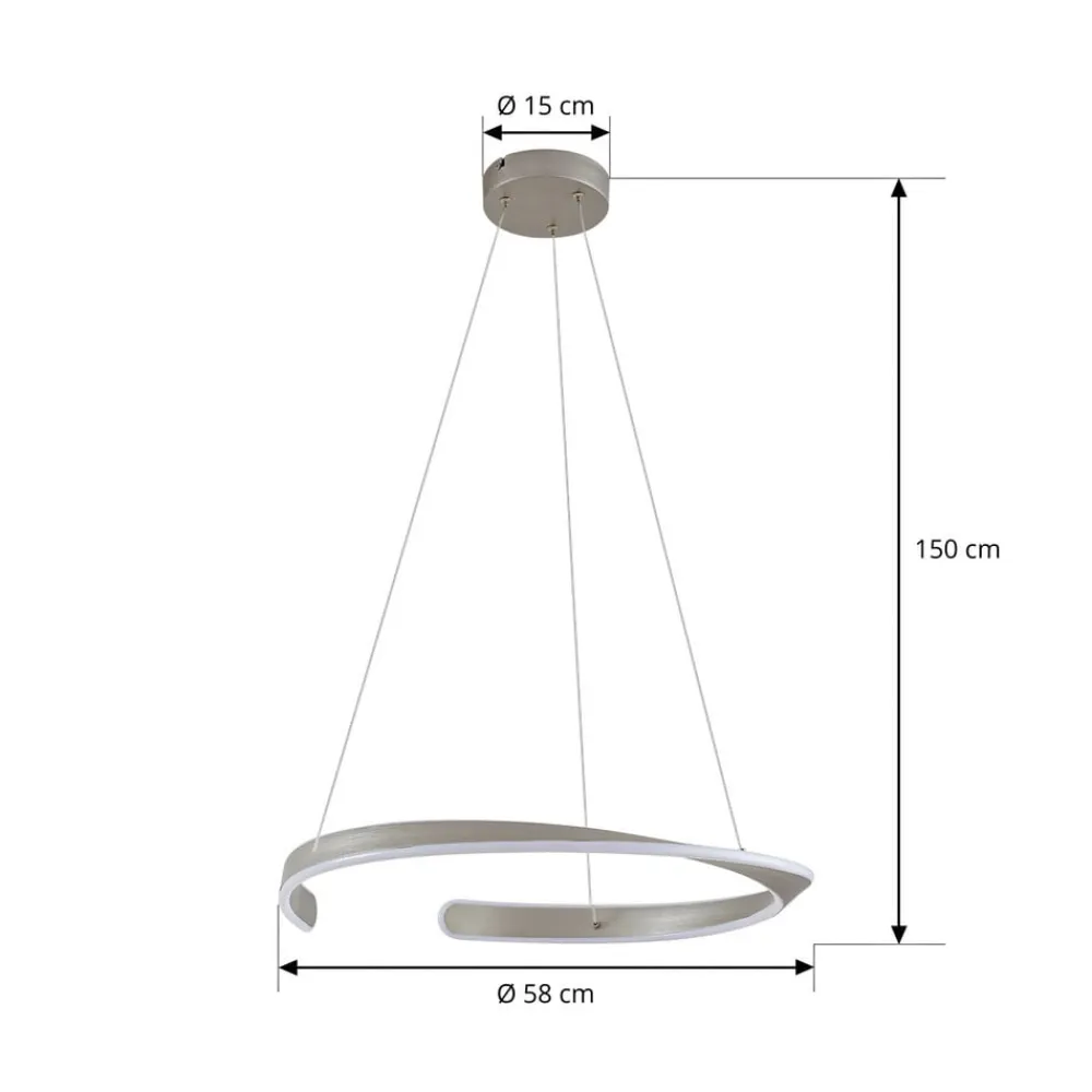 Lucande Pendellamper|Pendellamper>LED-hængelampe Eloura, sølv, Ø58cm, metal, CCT