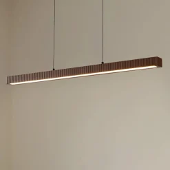 Lucande LED-hængelampe Emara, mørkt træ, eg, CCT
