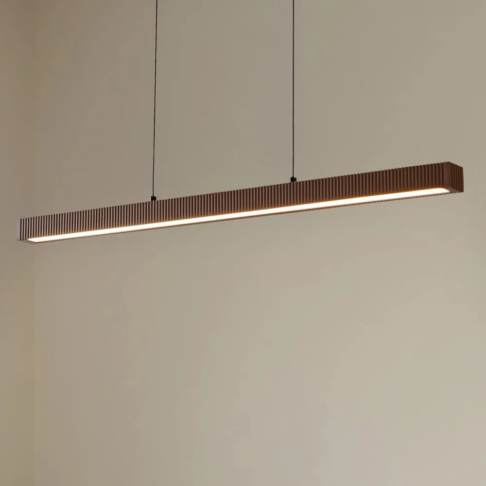 Lucande LED-hængelampe Emara, mørkt træ, eg, CCT