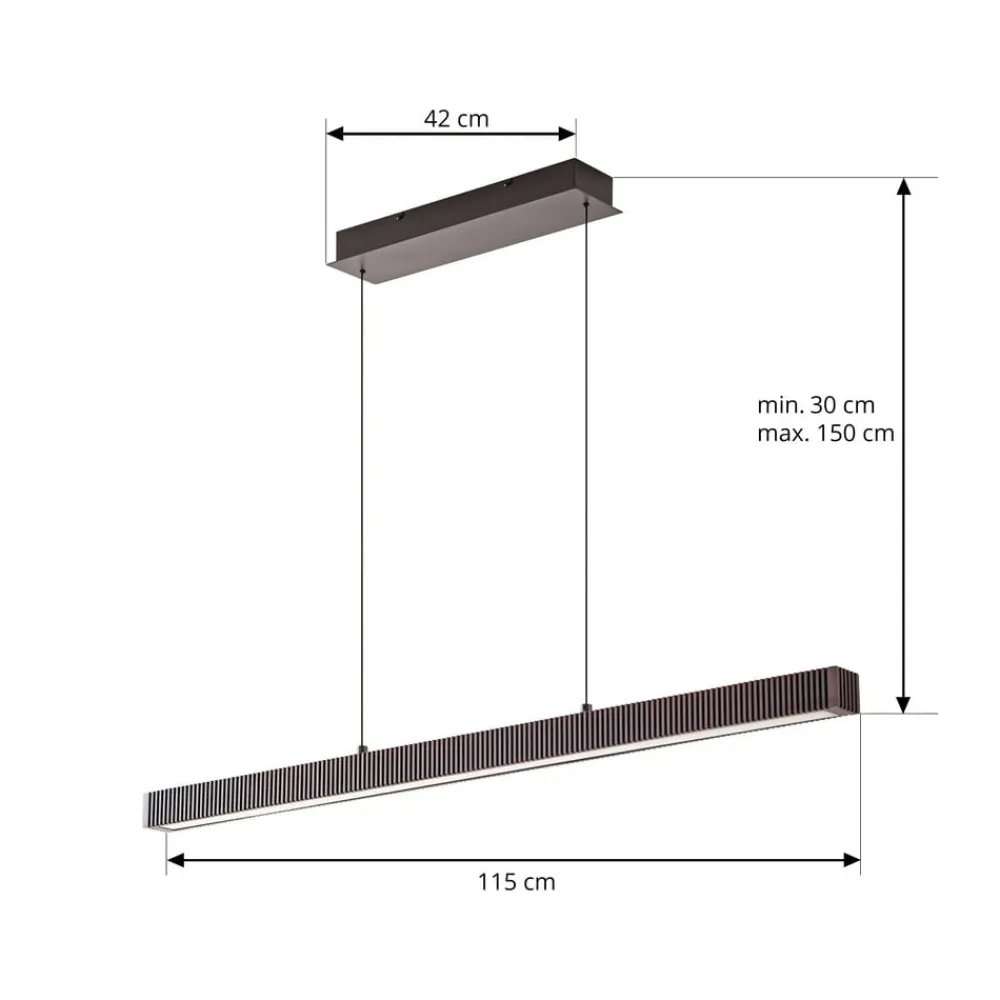 Lucande LED-hængelampe Emara, mørkt træ, eg, CCT