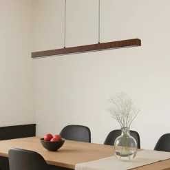 Lucande LED-hængelampe Emara, mørkt træ, eg, CCT