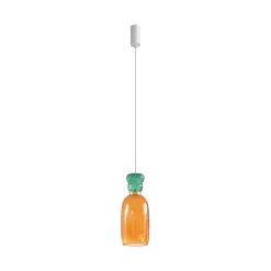 LED-hængelampe Fay, orange/mørkegrøn, glas, Ø 15 cm^Lucande New