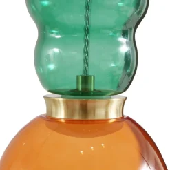LED-hængelampe Fay, orange/mørkegrøn, glas, Ø 15 cm^Lucande New