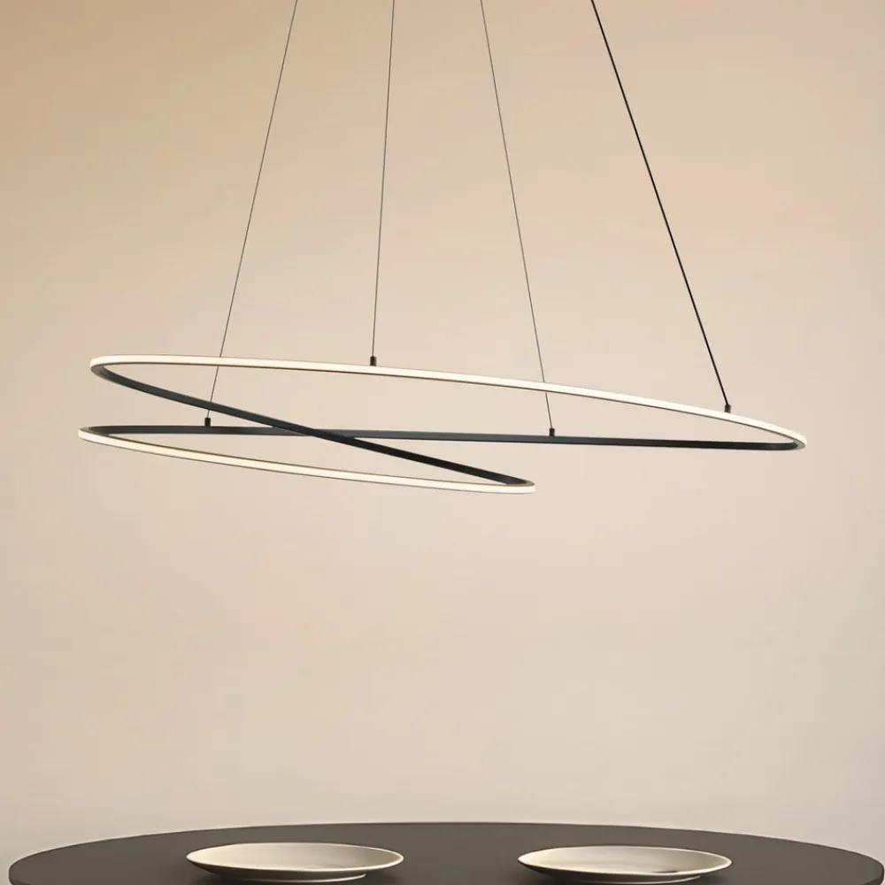 Lucande Pendellamper|Pendellamper>LED-hængelampe Gavril, 100 cm, sort, dæmpbar