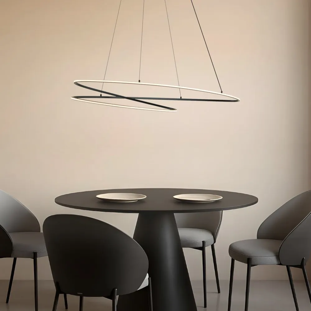 Lucande Pendellamper|Pendellamper>LED-hængelampe Gavril, 100 cm, sort, dæmpbar