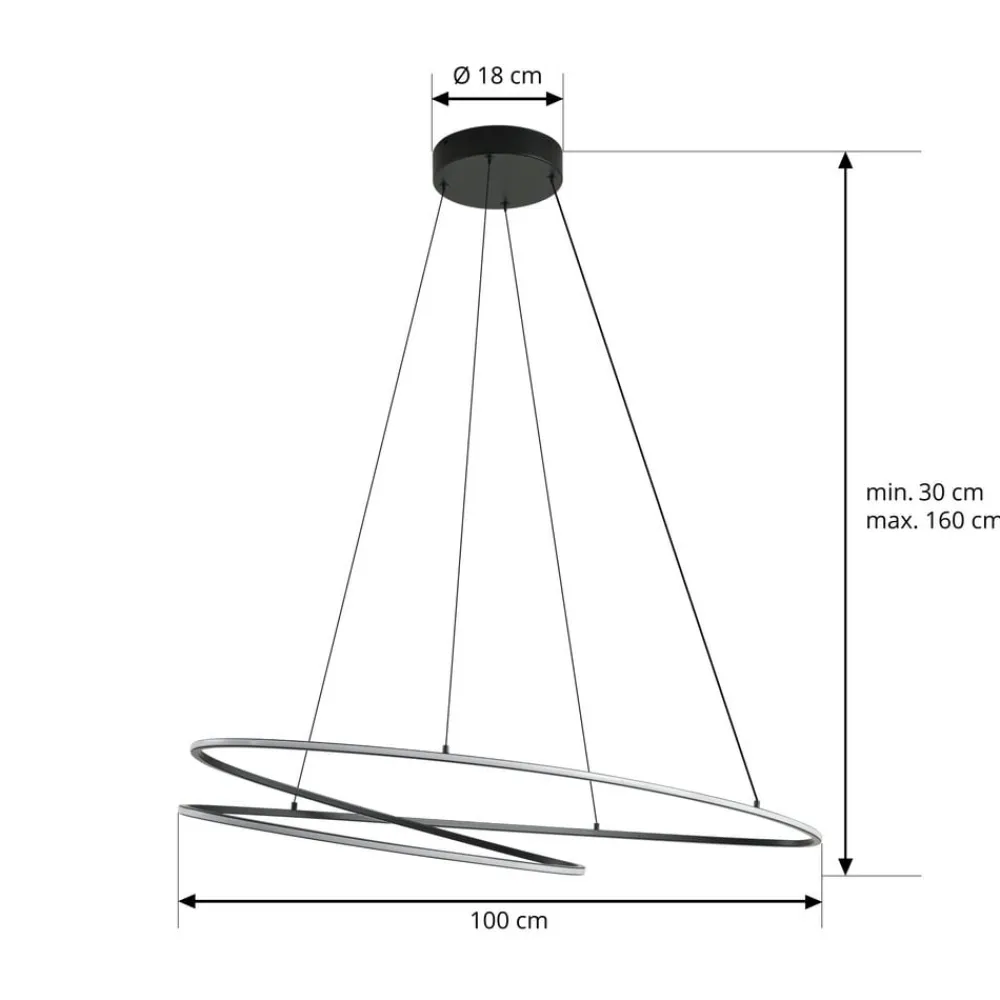 Lucande Pendellamper|Pendellamper>LED-hængelampe Gavril, 100 cm, sort, dæmpbar