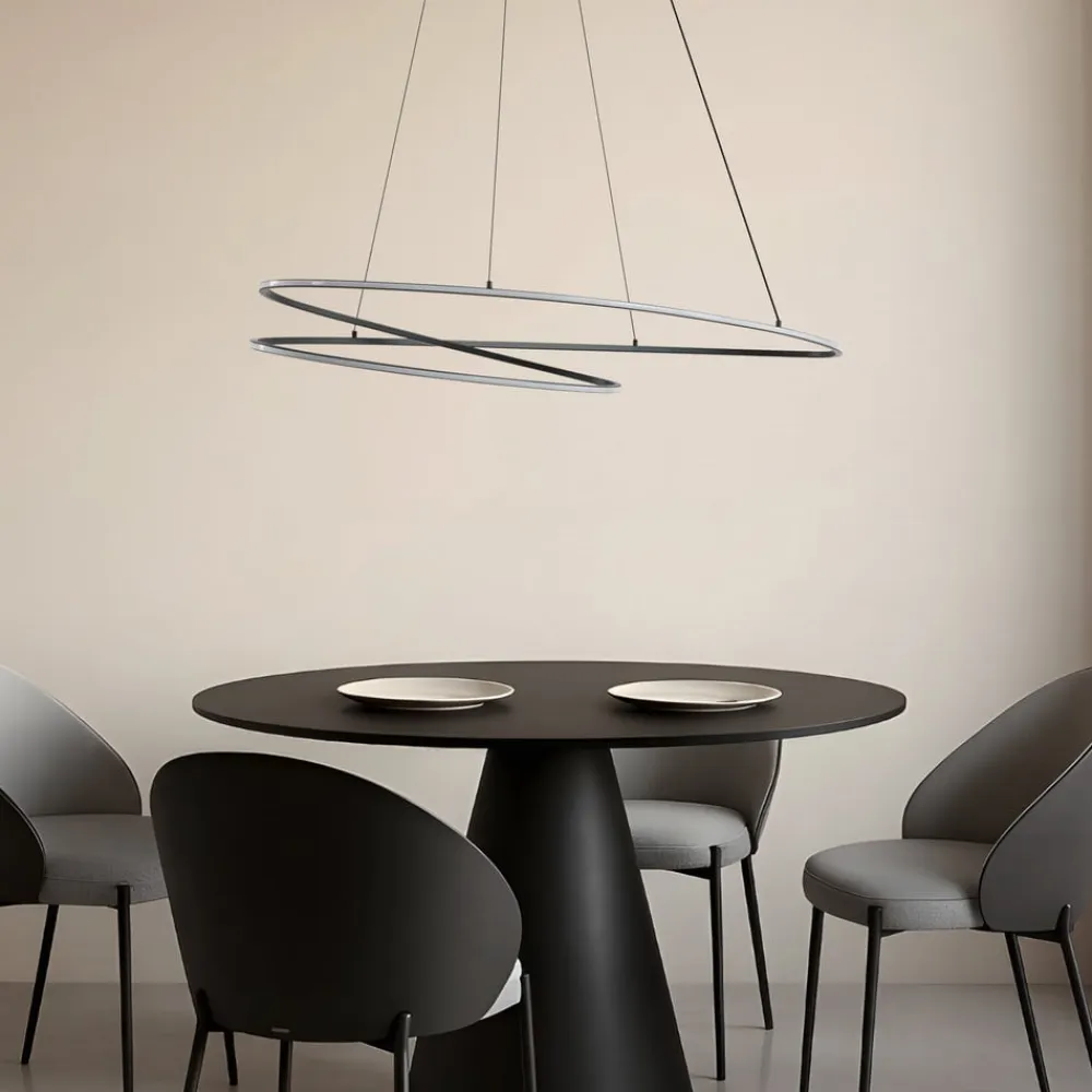 Lucande Pendellamper|Pendellamper>LED-hængelampe Gavril, 100 cm, sort, dæmpbar