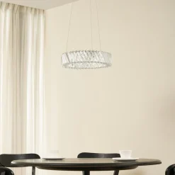 LED-hængelampe Glacis, krystal, Ø 40 cm, krom^Lucande Outlet