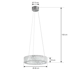 LED-hængelampe Glacis, krystal, Ø 40 cm, krom^Lucande Outlet