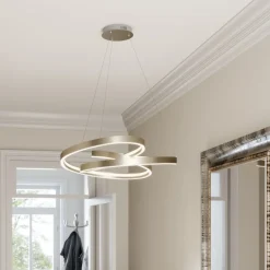 Lucande Pendellamper>LED-hængelampe Gunbritt, Ø 80 cm, sølv, dæmpbar