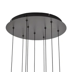 Lucande LED-hængelampe Hayley, sort, 9 lyskilder, glas