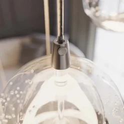 LED-hængelampe Hayley, Ø 40 cm, 9 lyskilder, krom, glas^Lucande Outlet