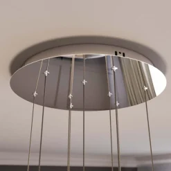 LED-hængelampe Hayley, Ø 40 cm, 9 lyskilder, krom, glas^Lucande Outlet