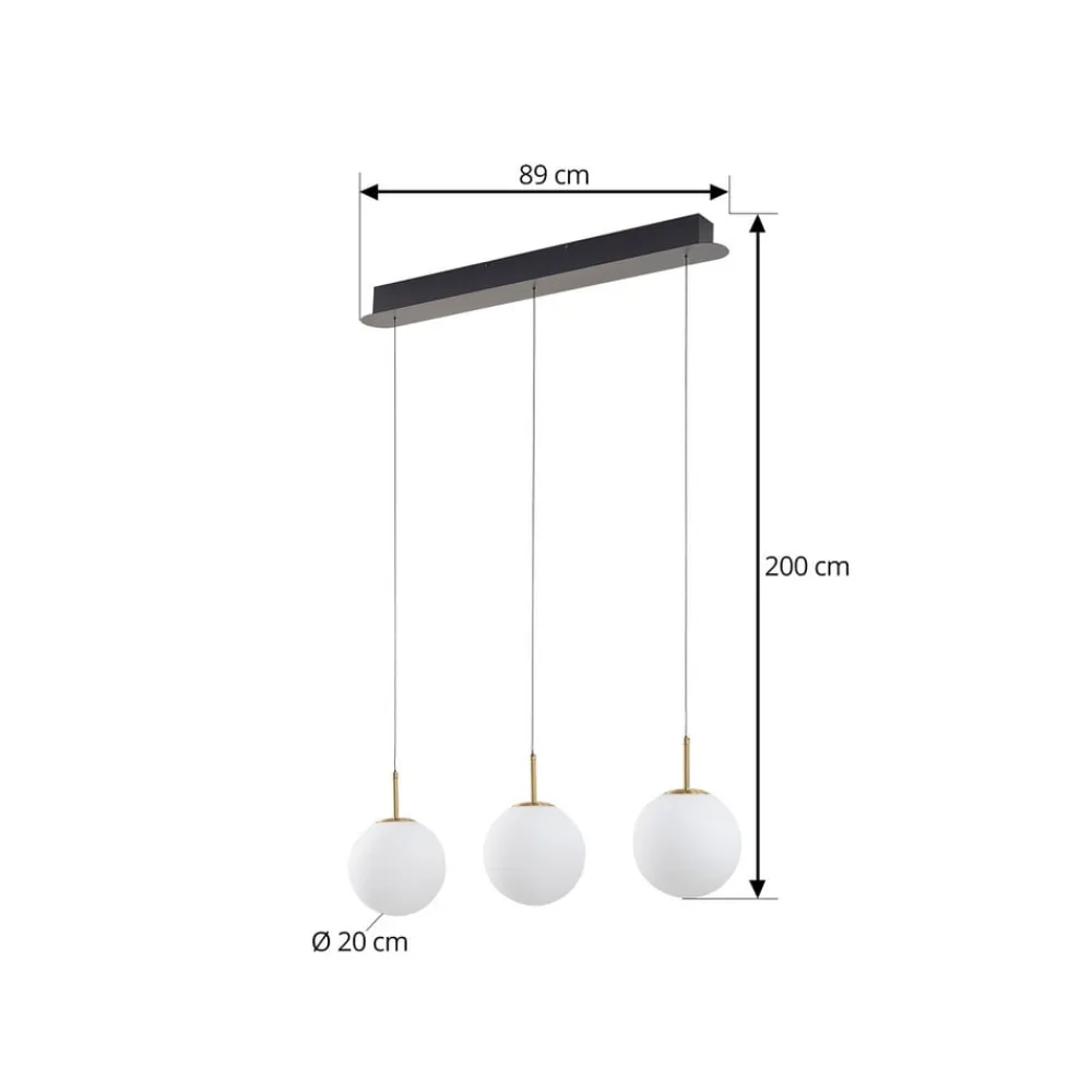 Lucande Pendellamper|Pendellamper>LED-hængelampe Joran, 3 lyskilder, hvid, glas