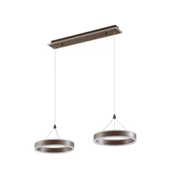 Lucande LED-hængelampe Kolo, 86 cm, 2 lyskilder, brun, dæmpbar