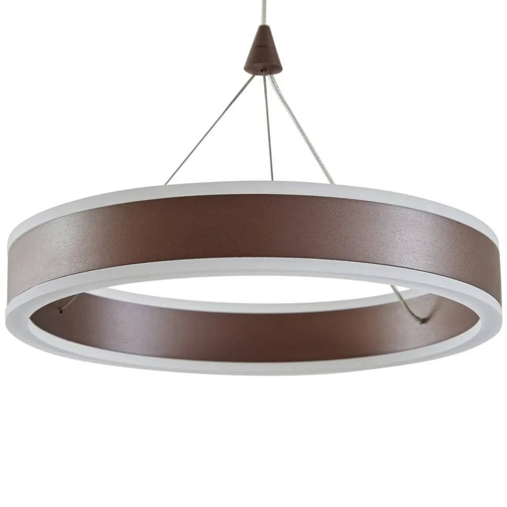 Lucande LED-hængelampe Kolo, 86 cm, 2 lyskilder, brun, dæmpbar