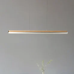 LED-hængelampe Lutana, rosaguld/træfarvet, 101 cm^Lucande Best