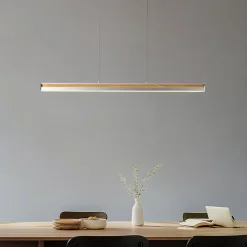 LED-hængelampe Lutana, rosaguld/træfarvet, 101 cm^Lucande Best