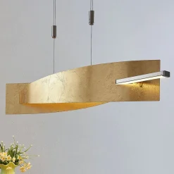 Lucande Pendellamper>LED-hængelampe Marija, 101 cm, guldfarvet, dæmpbar