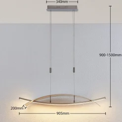 Lucande LED-hængelampe Marija, 91 cm, sølv, dæmpbar