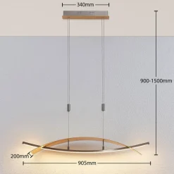 Lucande LED-hængelampe Marija, 91 cm, guldfarvet, dæmpbar