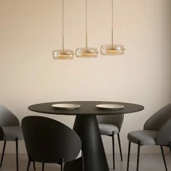 Lucande LED-hængelampe Martis, ravfarvet, 3 lyskilder, dæmpbar