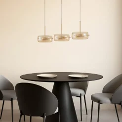 Lucande LED-hængelampe Martis, ravfarvet, 3 lyskilder, dæmpbar