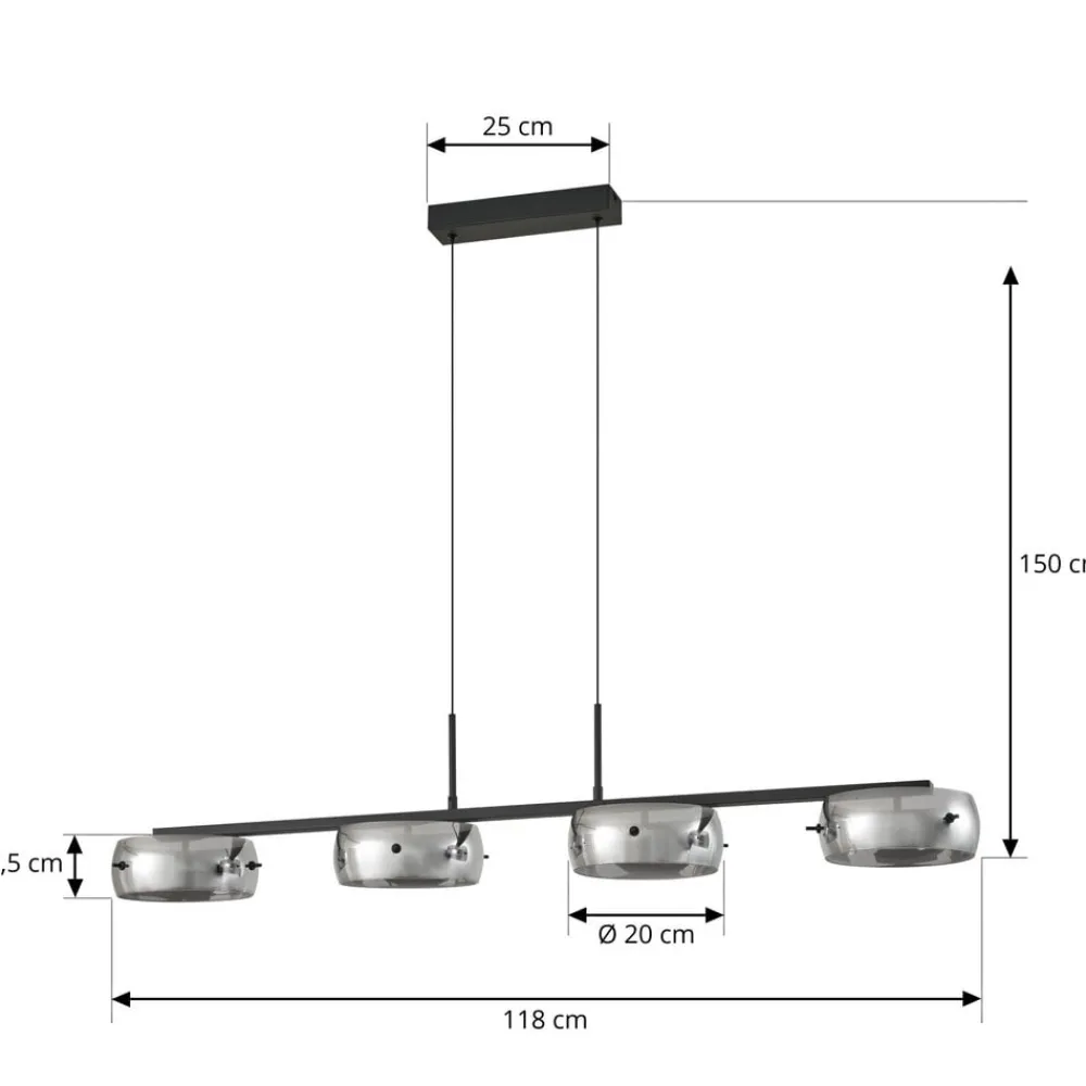 Lucande Pendellamper|Pendellamper>LED-hængelampe Martis, sort, 4 lyskilder, dæmpbar