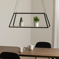 Lucande Pendellamper>LED-hængelampe Mensola, sort, aluminium, 75 cm