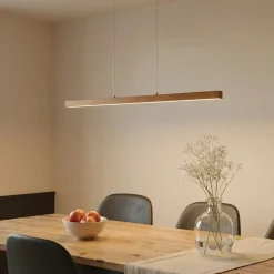 LED-hængelampe Nihalo, træ, 122 cm, dæmpbar, CCT^Lucande Hot