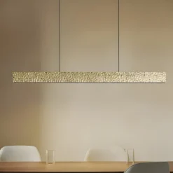 LED-hængelampe Nivara, 117 cm, guld, metal^Lucande Sale