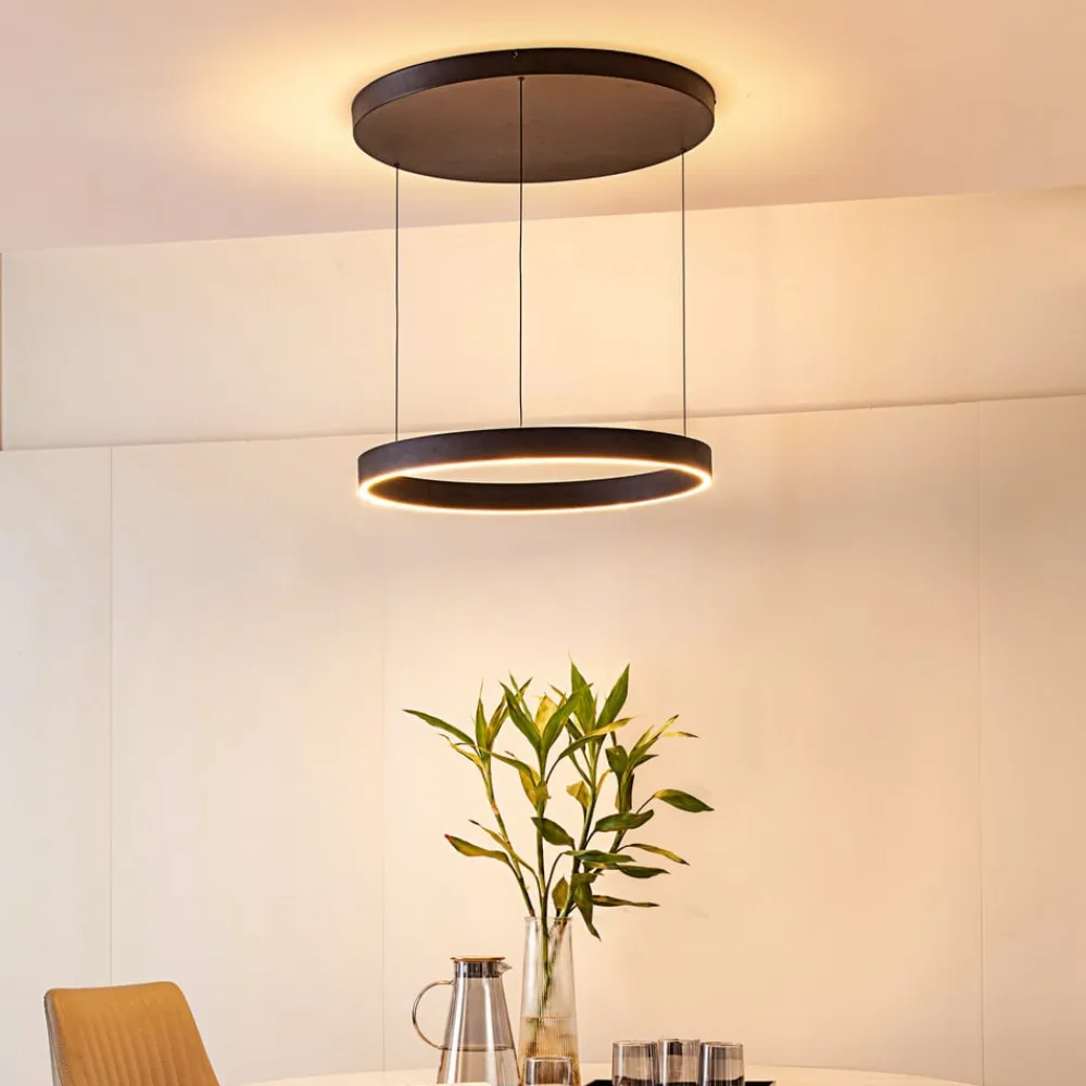 Lucande LED-hængelampe Philine, Ø 60 cm, sort, jern