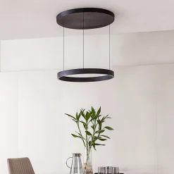 Lucande LED-hængelampe Philine, Ø 60 cm, sort, jern